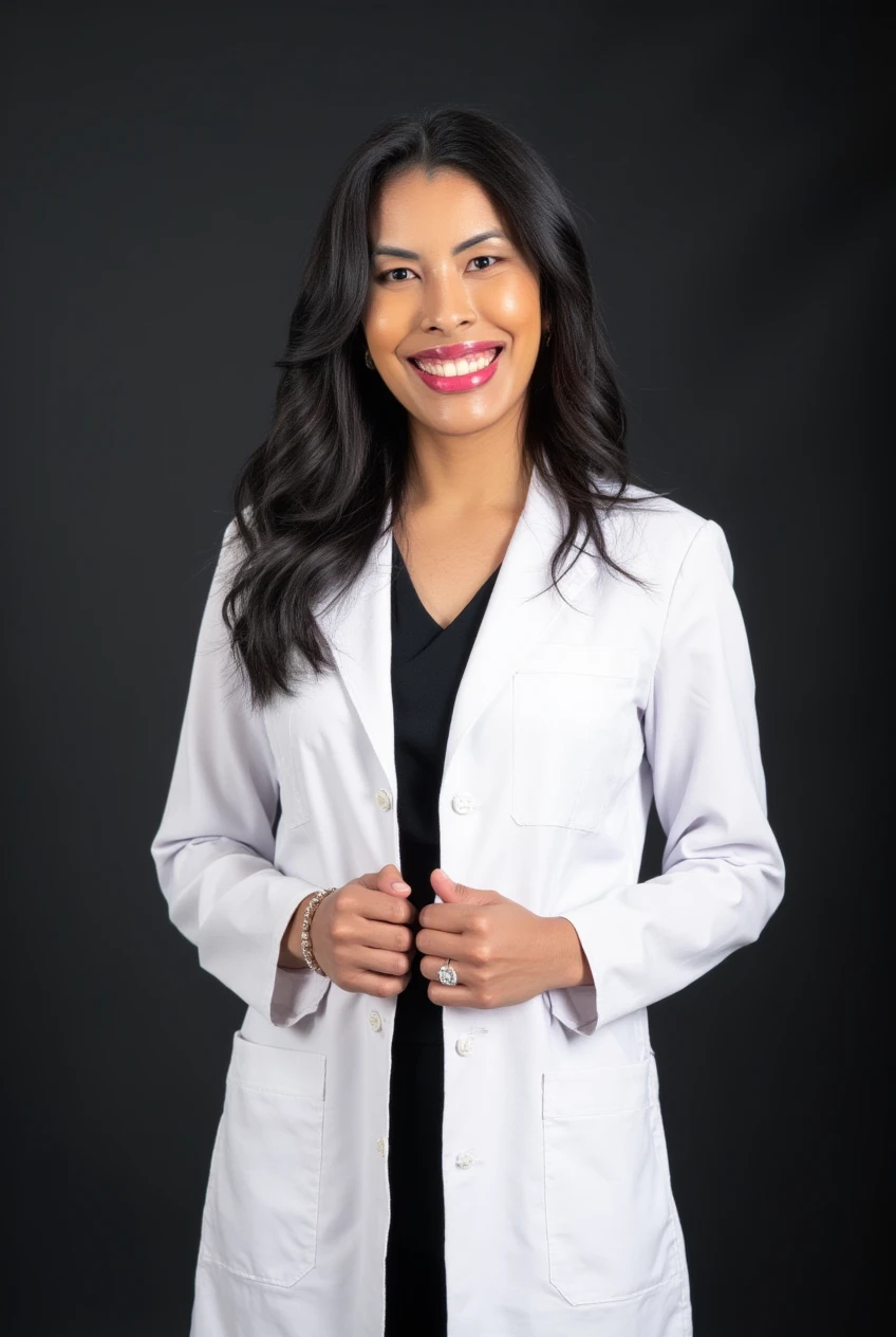 Dra. Lettycia Emanuelle, fisioterapeuta, de jaleco branco